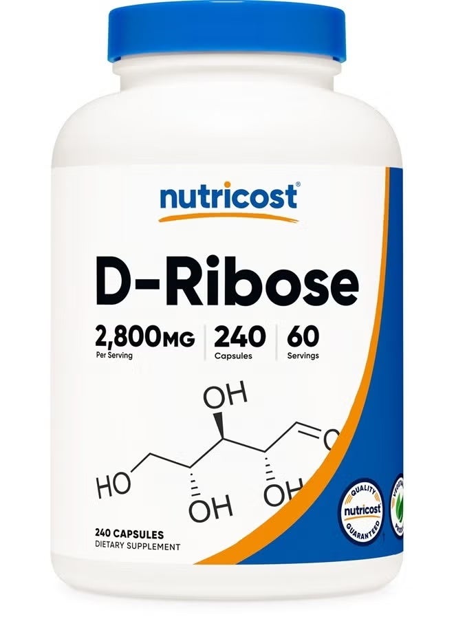 Nutricost, D-Ribose, 240 Capsules (700 mg per Capsule) - Image 1
