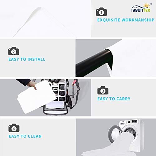 ISSUNTEX 5X7 ft Background Muslin Backdrop, Photo Studio, Collapsible High Density Screen for Video Photography and Television-White - Image 4