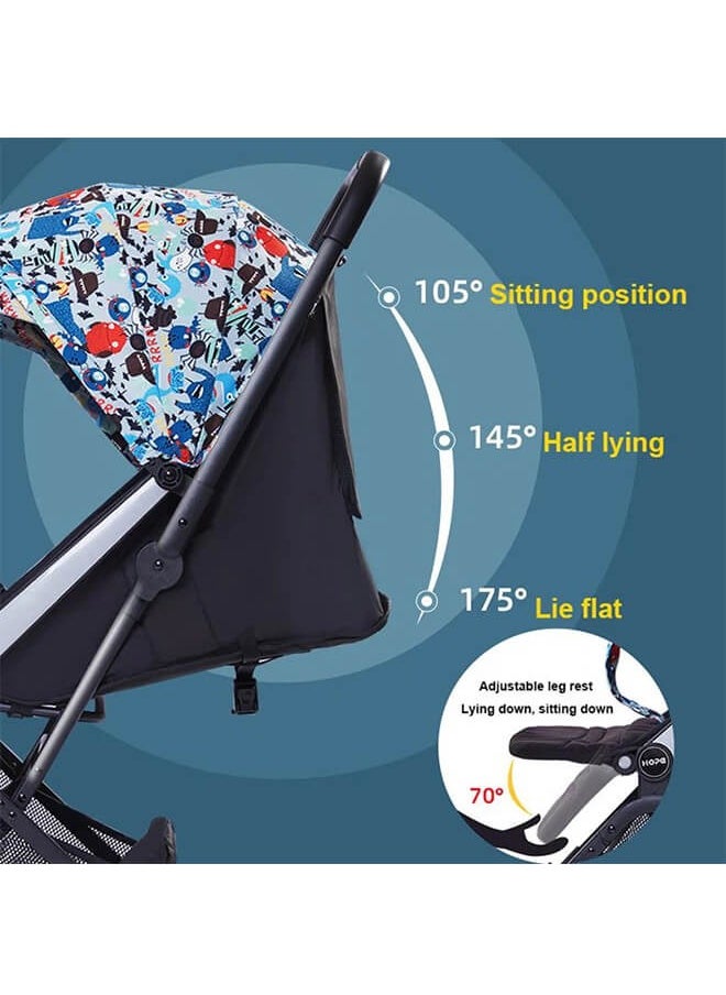 Riolio Travel Stroller, One-Button Folding and Lightweight - Compact Fold, Spacious Seat, Breathable Sunshade, Five-Point Safety Harness, Dual Brake with One-Step Lock, Ensures Safe Travel.  - Image 4