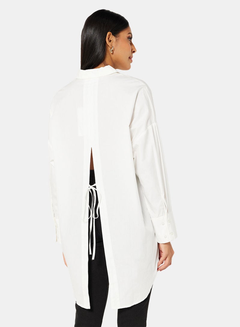 VERO MODA Oversized Back Slit Longline Shirt - Image 1