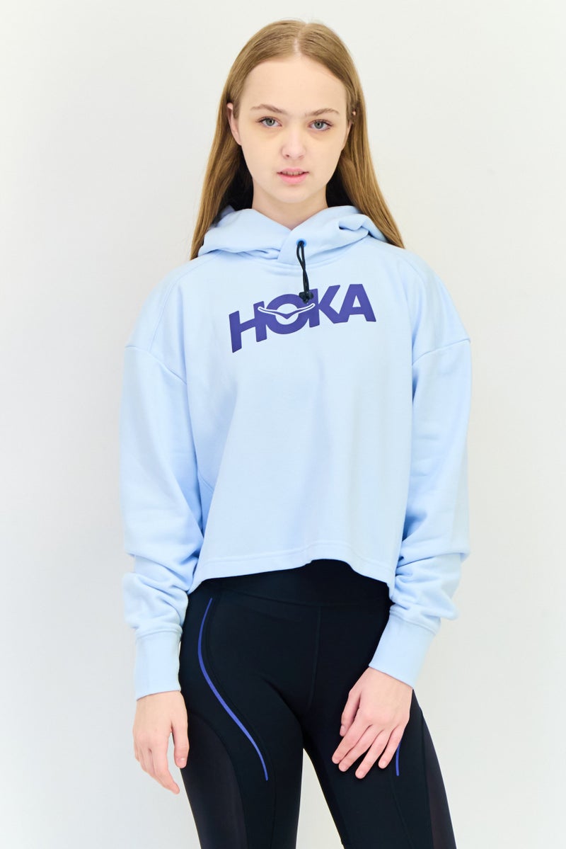 Hoka ملابس رياضية نسائية بأكمام طويلة مناسبة، خارجية، سويت شيرت، أزرق فاتح - Image 1