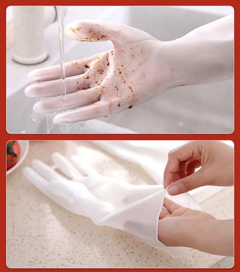 wolpin Hand Gloves for Dishwashing Skin-friendly Reusable Cleaning, Gardening | Anti-slip Kitchen Cleaning | Pet Grooming | Car Washing | Bathroom Cleaning | (Pack of 1 Pair, M, Polyvinyl Chloride) - Image 5