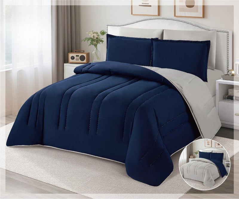 Microfiber double bedsheet set, 6 pieces, with a calm design and soft texture.