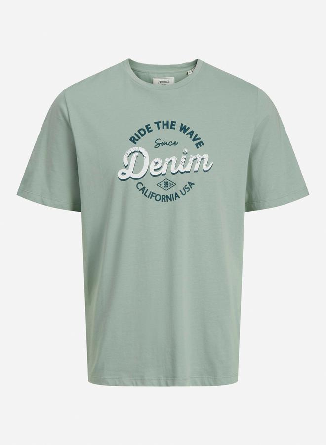 برودكت تيشيرت بطباعة شعار بياقة دائرية وقصة عادية