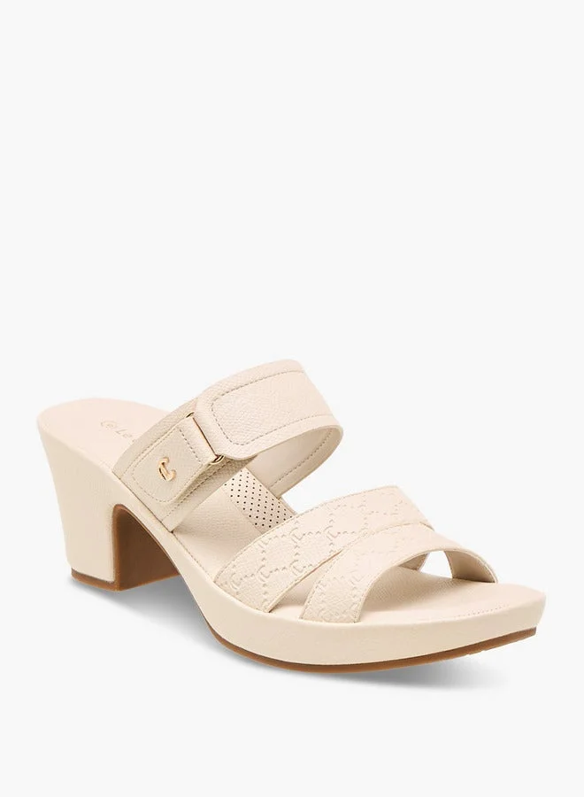 Le Confort Textured Slip-On Sandals with Block Heels
