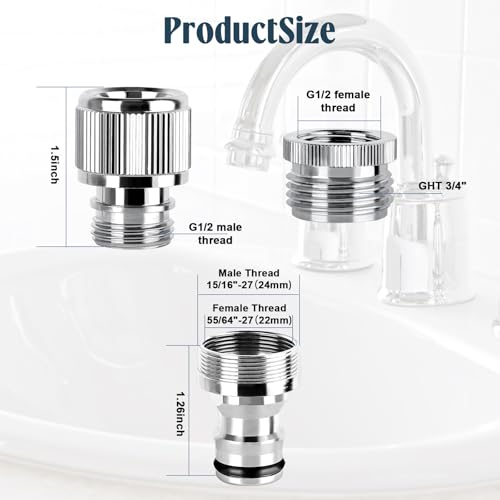 TRESSON Faucet Quick Adapter Connector with Aerator,Sink Faucet to Shower Hose/Garden Hose/Washing machine hose with Multi-Interface Converter - Image 3