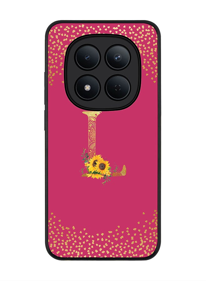 For Xiaomi Redmi Note 15 Pro 5G Case,Slim fit Camera Protection, Shockproof Thin Phone cover  - Custom Floral Monogram - L ( Deep Pink )