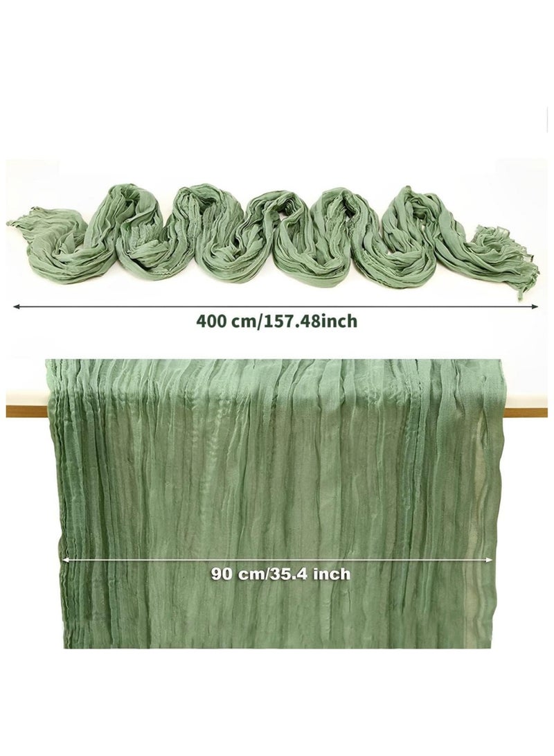 Anmi 90 x 400 cm Gauze Table Runner, Boho Gauze Table Runner for Wedding Bridal Baby Shower Birthday Party Table Decoration (Green) - Image 2