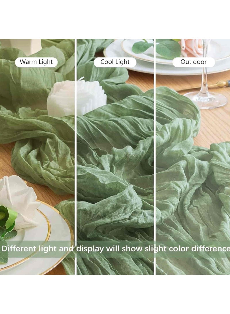Anmi 90 x 400 cm Gauze Table Runner, Boho Gauze Table Runner for Wedding Bridal Baby Shower Birthday Party Table Decoration (Green) - Image 3