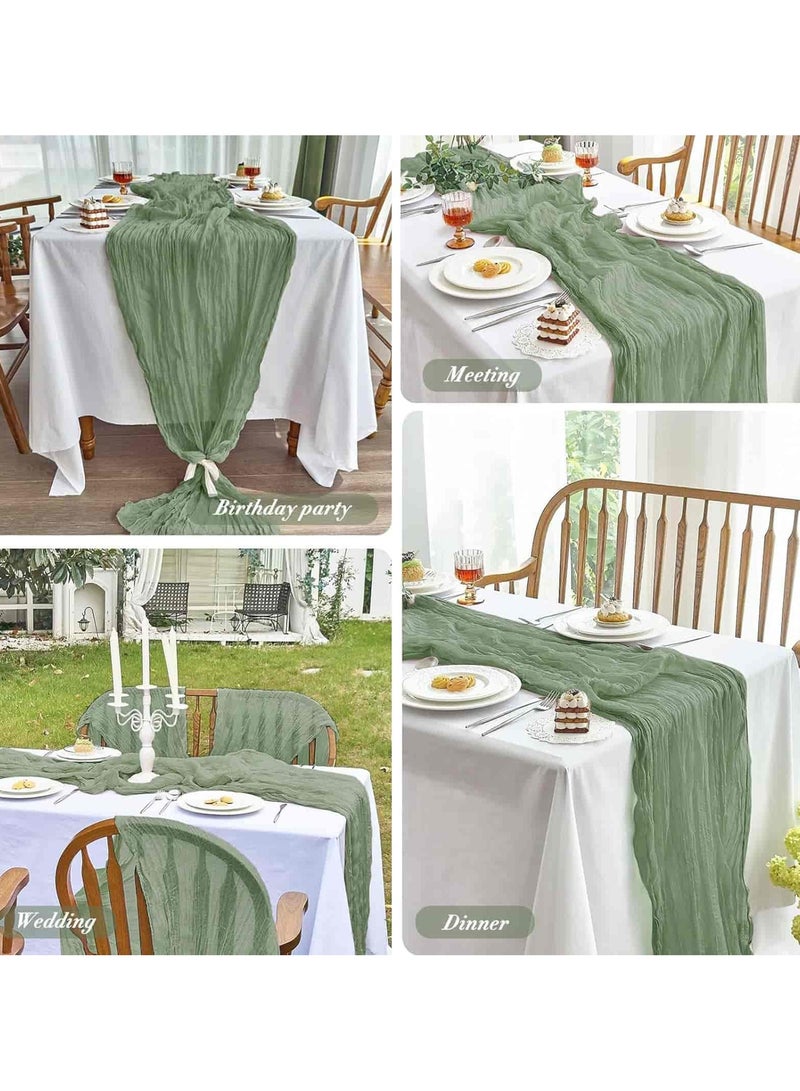 Anmi 90 x 400 cm Gauze Table Runner, Boho Gauze Table Runner for Wedding Bridal Baby Shower Birthday Party Table Decoration (Green) - Image 4