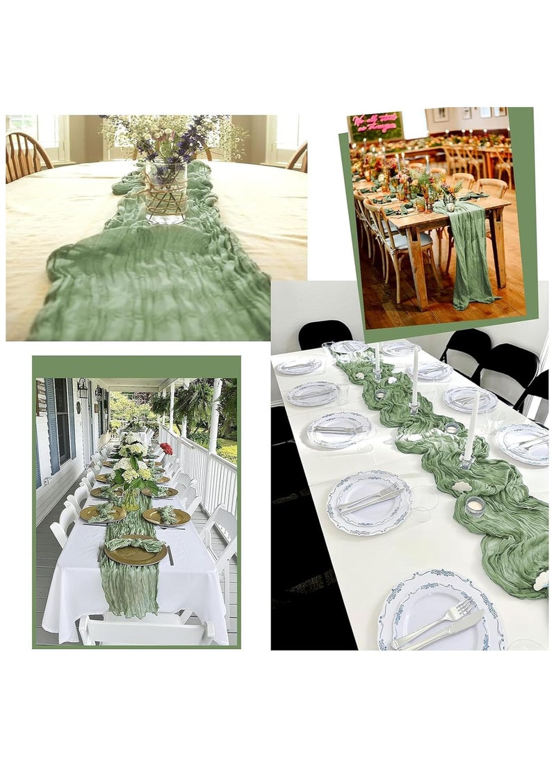 Anmi 90 x 400 cm Gauze Table Runner, Boho Gauze Table Runner for Wedding Bridal Baby Shower Birthday Party Table Decoration (Green) - Image 5
