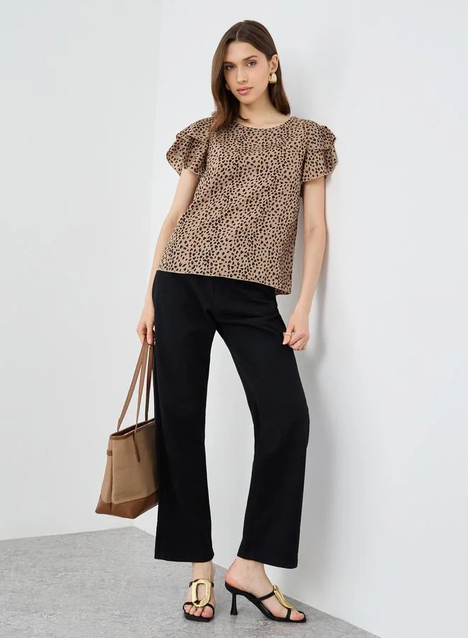 Take Two Take Two Women Beige Animal Print Blouse