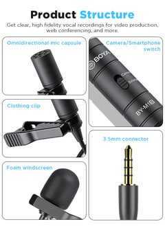 BOYA BOYA Lavalier Lapel Microphone - No Battery, by-M1 Pro ll Omnidirectional Condenser Mic for iPhone Camera Android PC Windows - for YouTube, Interview, Video Recording 19.6ft(6m)  - Image 3