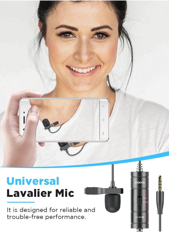 BOYA - BOYA Lavalier Lapel Microphone - No Battery, by-M1 Pro ll Omnidirectional Condenser Mic for iPhone Camera Android PC Windows - for YouTube, Interview, Video Recording 19.6ft(6m) - Image 1