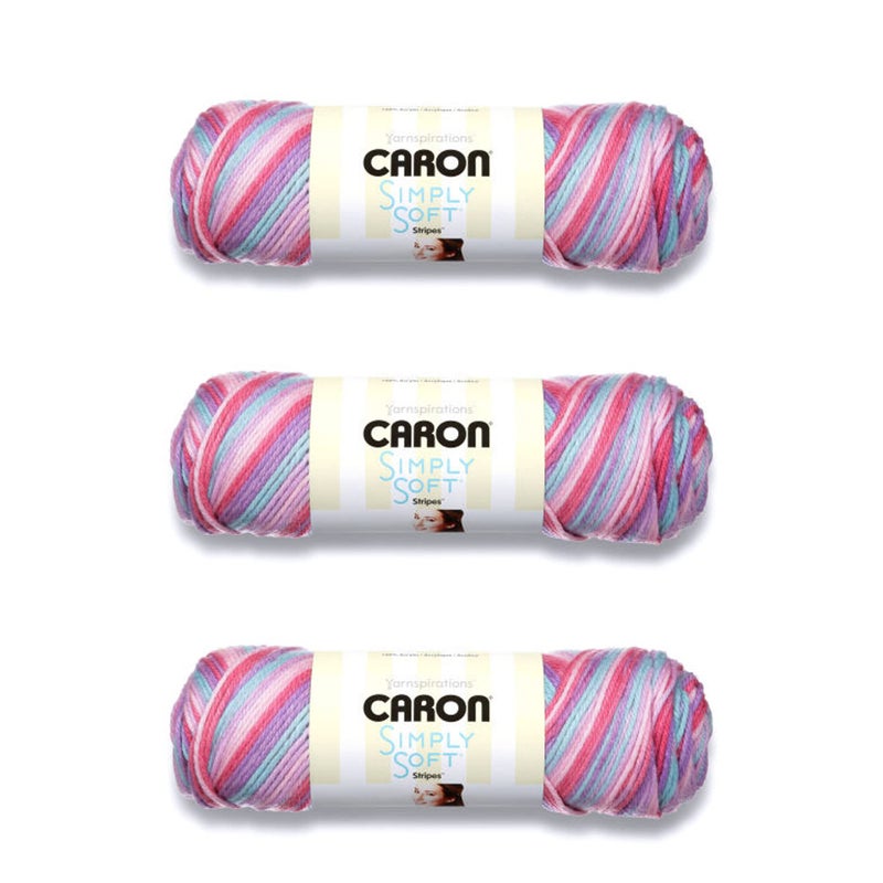 Caron Simply Soft Times Square Stripes Yarn  3 Pack of 141g5oz  Acrylic  4 Medium Worsted  235 Yards  KnittingCrochet