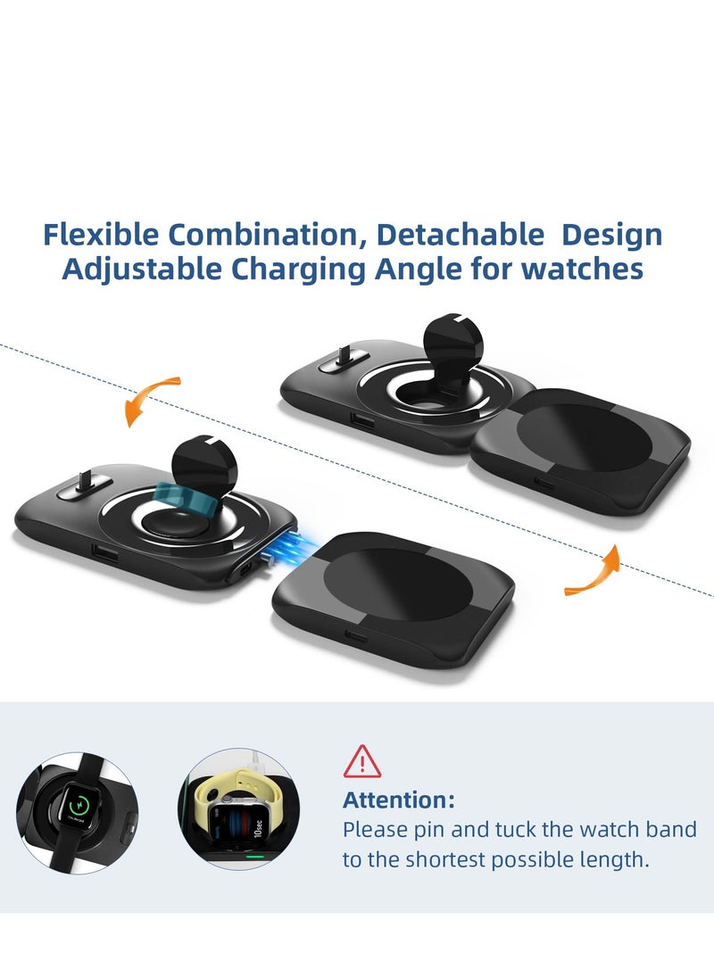 SYOSI - Magnetic Charging Station 4 in 1 Mag Safe Charging Station for iPhone 14/13/12 Pro Max/Pro/Mini Fast Charge Pad Compatible for Apple Watch Ultra/8/7/SE2/Airpods 1 2/ Pro1 2 Blcak - Image 1