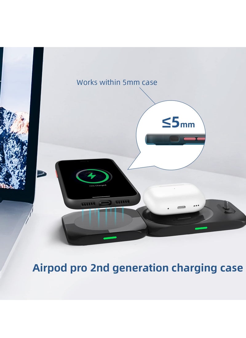 SYOSI - Magnetic Charging Station 4 in 1 Mag Safe Charging Station for iPhone 14/13/12 Pro Max/Pro/Mini Fast Charge Pad Compatible for Apple Watch Ultra/8/7/SE2/Airpods 1 2/ Pro1 2 Blcak - Image 1