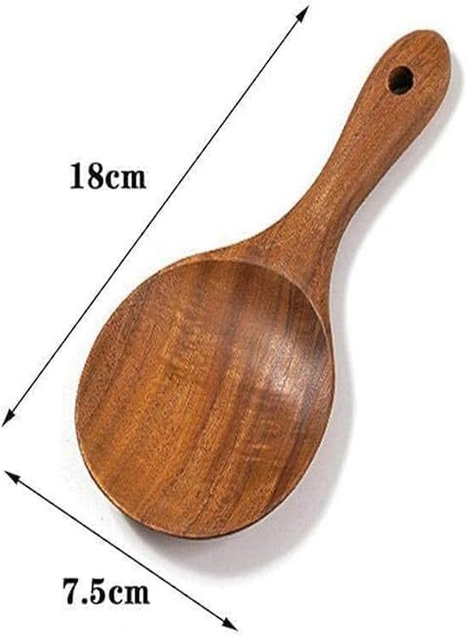 Mozff Natural Wooden Rice Spoon Non-stick Rice Paddle Rice Scooper Rice Serving Spoon Rice Spatula for Rice Potato Salads, Wooden Serving Spoons 7 inch Serving Utensils for Kitchen and Dining - Image 2