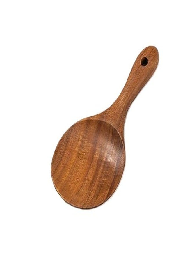 Mozff Natural Wooden Rice Spoon Non-stick Rice Paddle Rice Scooper Rice Serving Spoon Rice Spatula for Rice Potato Salads, Wooden Serving Spoons 7 inch Serving Utensils for Kitchen and Dining - Image 1