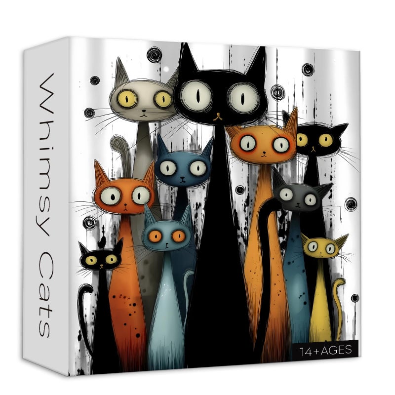 Larkipuzz Whimsy Cats Jigsaw Puzzle 1000 Pieces Funny Cat Puzzles for Adults Abstract Art Larkipuzz Hard Difficult Cute Animals Theme as Art Decor - Image 3