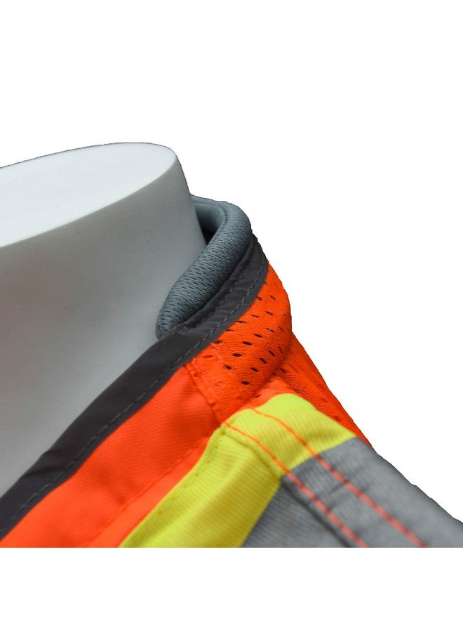 راديانس سترة مهندس راديانز SV55 فئة 2 منسوجة ثقيلة بلونين مع رقبة مبطنة لدعم الوزن الزائد في جيوب الشحن، برتقالية، مقاس كبير جدًا - Image 3