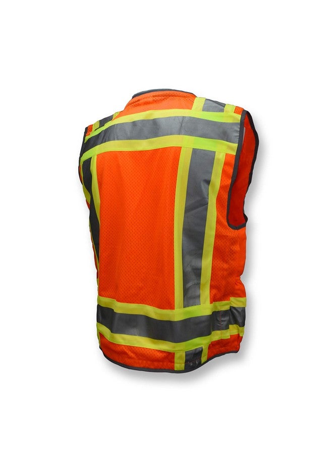 راديانس سترة مهندس راديانز SV55 فئة 2 منسوجة ثقيلة بلونين مع رقبة مبطنة لدعم الوزن الزائد في جيوب الشحن، برتقالية، مقاس كبير جدًا - Image 2