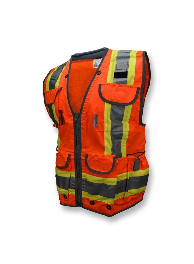 راديانس سترة مهندس راديانز SV55 فئة 2 منسوجة ثقيلة بلونين مع رقبة مبطنة لدعم الوزن الزائد في جيوب الشحن، برتقالية، مقاس كبير جدًا - Image 1