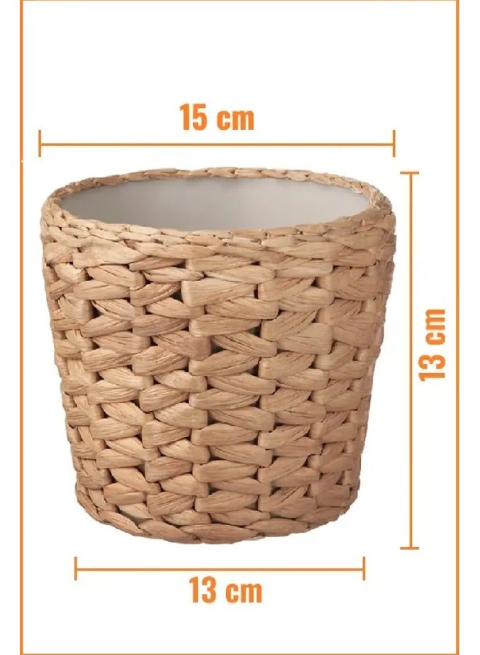 Beige round straw basket - Image 2