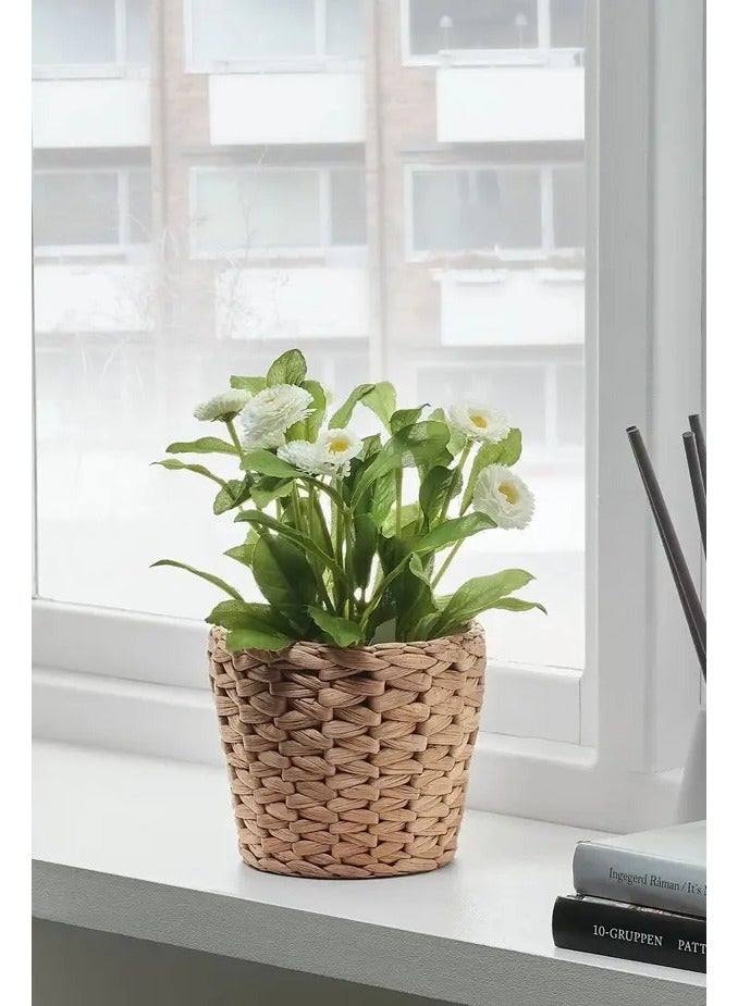 Beige round straw basket - Image 3