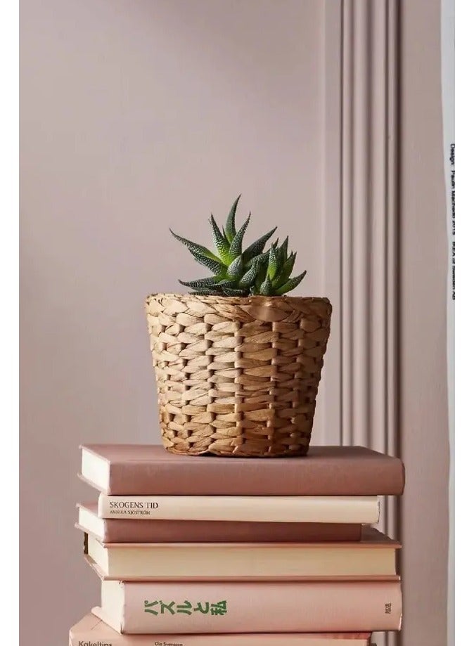 Beige round straw basket - Image 4