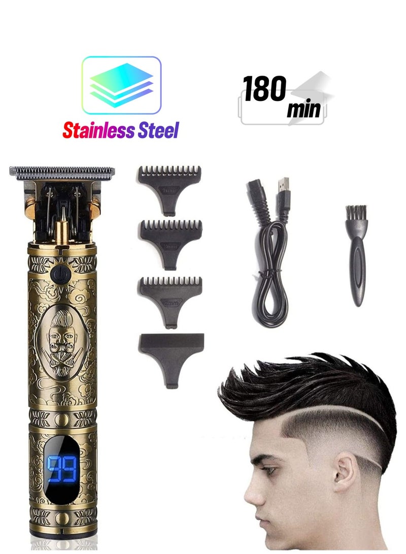 Professional Hair Trimmer, T Blade Trimmer Zero Gapped Baldhead Hair Clippers for Men Beard Shaver Cordless Rechargeable Hair & Beard Trimmer LED Display - Image 1