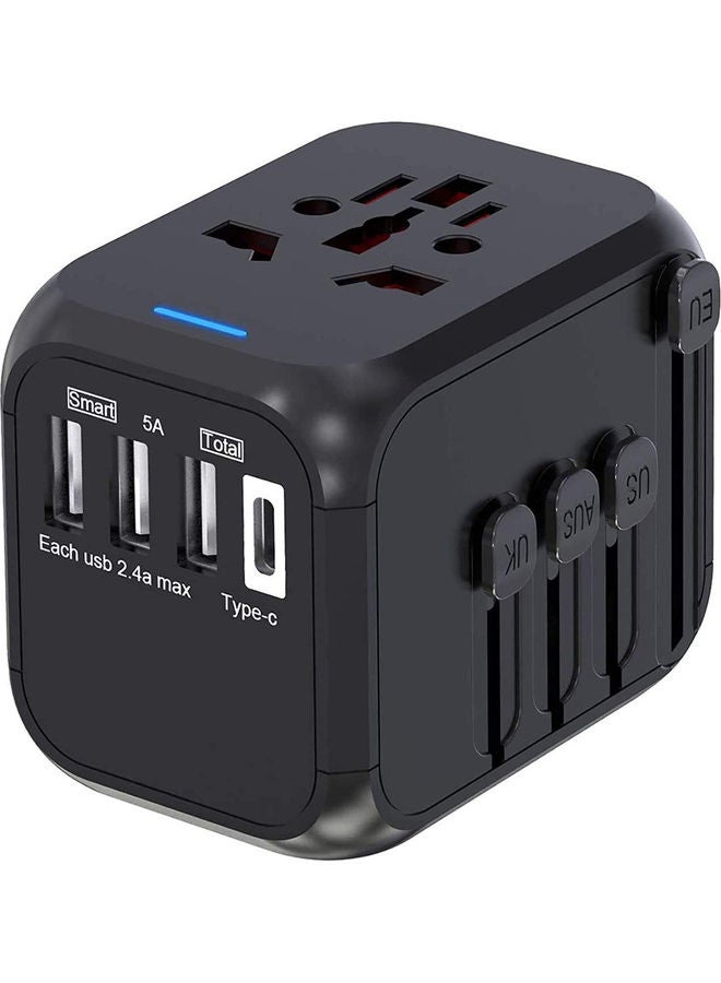 AIWANTO Universal Travel Power Adapter Black/Silver - Image 1