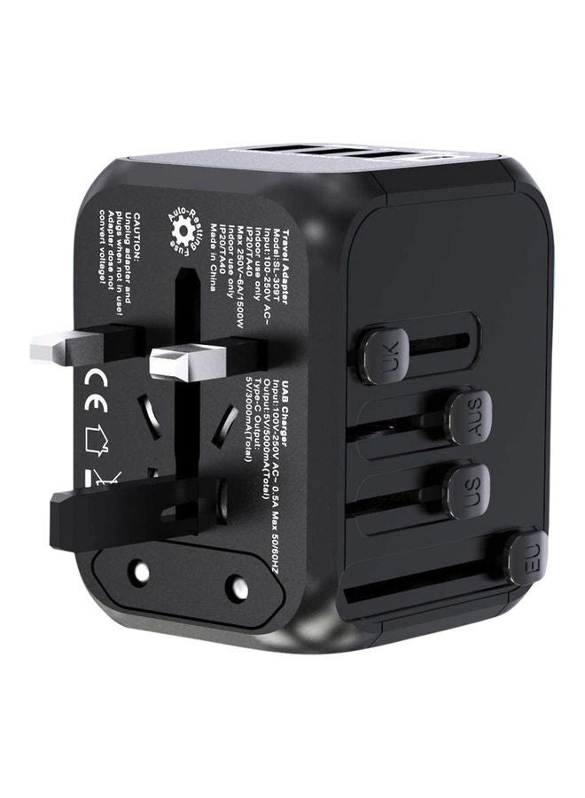 AIWANTO Universal Travel Power Adapter Black/Silver - Image 2