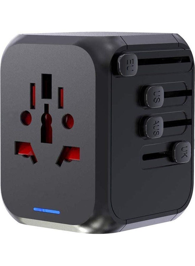 AIWANTO Universal Travel Power Adapter Black/Silver - Image 3