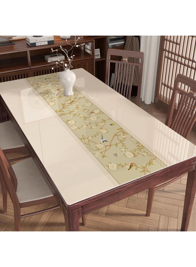 Bluejw New Chinese-style Waterproof And Oil-proof Tablecloth Anti-scalding Living Room Light Luxury High-end Dining Table Mat PVC Soft Glass Coffee Table Tablecloth - Image 1