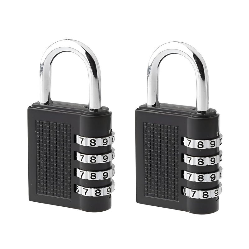 FEBLICH 4 Digit Travel Luggage Combination Lock, Gym Padlock Mini Combination Waterproof Resettable Bag Luggage Gate Padlock Outdoor for School Locker Backpack Travel Toolbox (4 Digit - Black Combo) - Image 1
