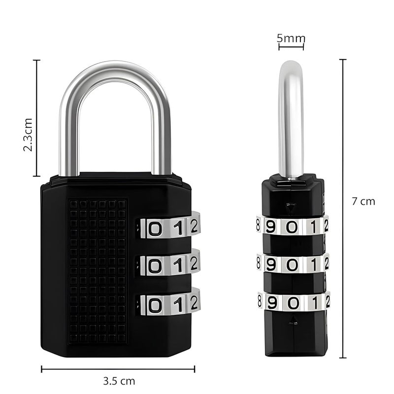 FEBLICH 4 Digit Travel Luggage Combination Lock, Gym Padlock Mini Combination Waterproof Resettable Bag Luggage Gate Padlock Outdoor for School Locker Backpack Travel Toolbox (4 Digit - Black Combo) - Image 2