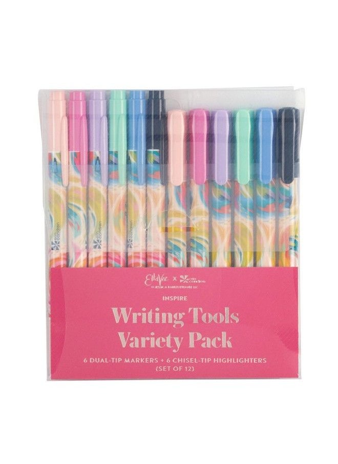 Erin Condren Variety Writing Tools Pack 12 Pack Ettavee Inspire Highlighters And Dualtip Markers For Writing Colorcoding Hand Lettering Stenciling And More  - Image 3