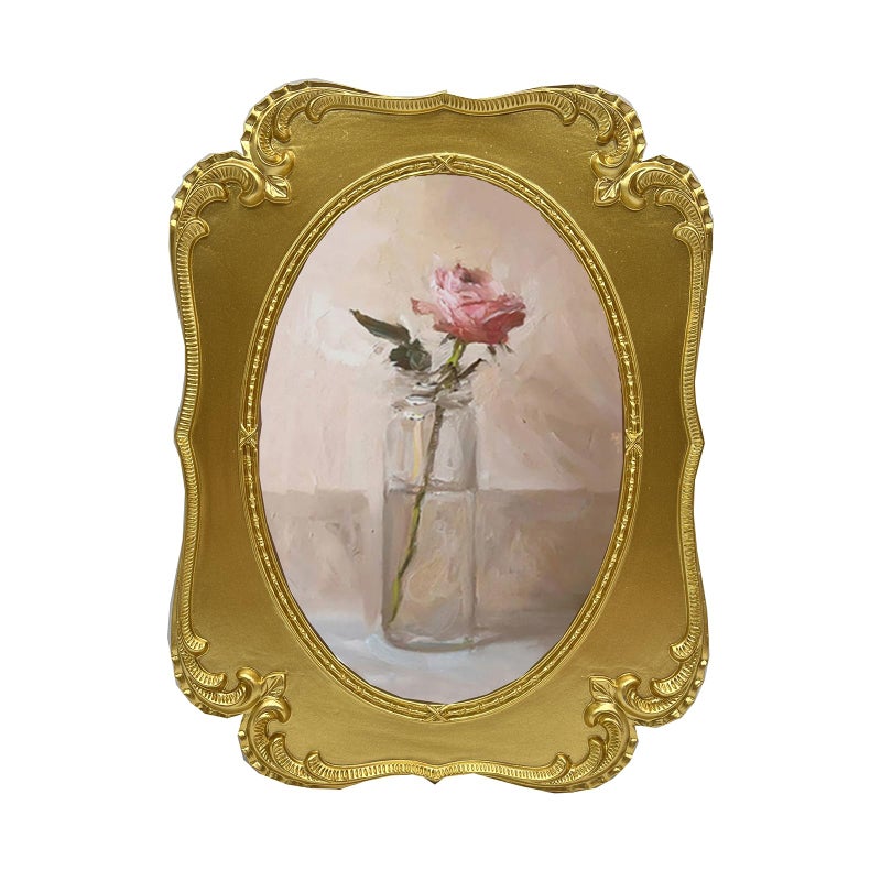 SIKOO 4x6 Vintage Oval Picture Frame Antique Gold Photo Frame Tabletop and Wall Mount Display Vintage Wall Decor Ornate Home Decor - Image 1