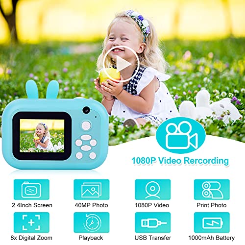 MINIBEAR Kids Camera Instant Print Camera for Kids Digital Camera Toddler Toys Christmas Birthday Gifts for 3 4 5 6 7 8 9 10 Year Old Boys Girls, Blue - Image 2