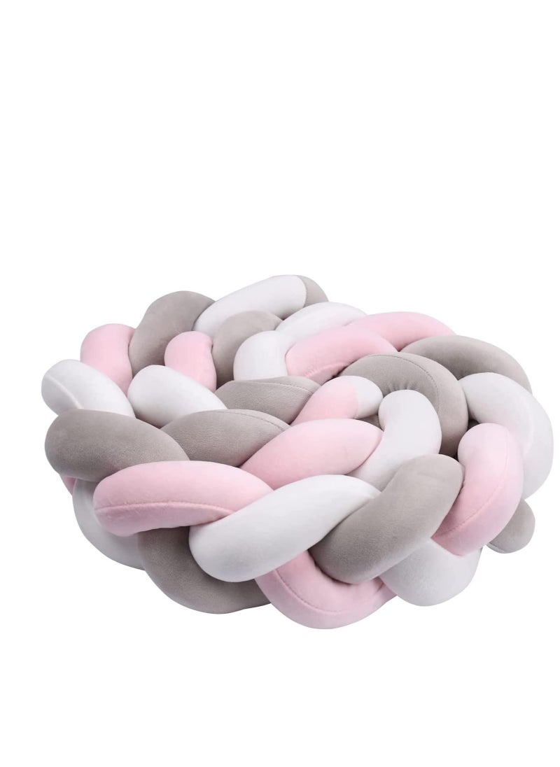 D&L Braided Crib Bumper 3M/9.84 FT Pink Grey With Storage Bag  - Image 5