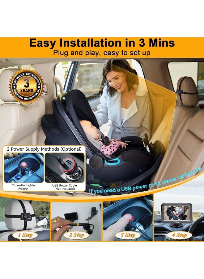 Yakry Baby Car Camera Backseat - HD 1080P Rear Facing Car Baby Monitor - Image 2