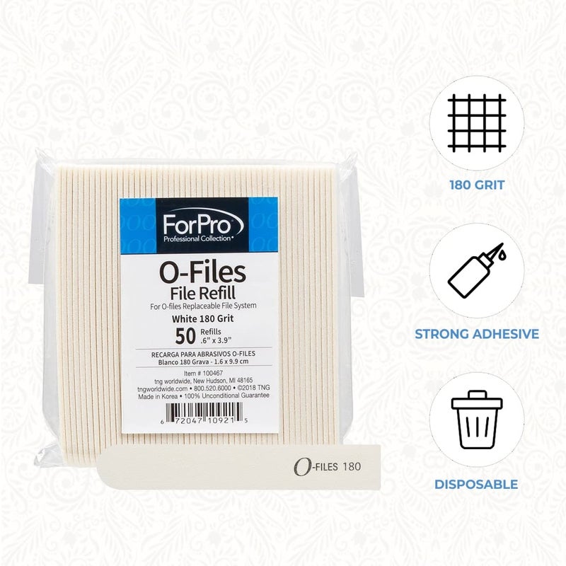 ForPro Professional Collection O-Files Replaceable File System, 180 Grit, Manicure Nail File Refills, 3.9â€ L x .6â€œ W, White, 50-Count - Image 5