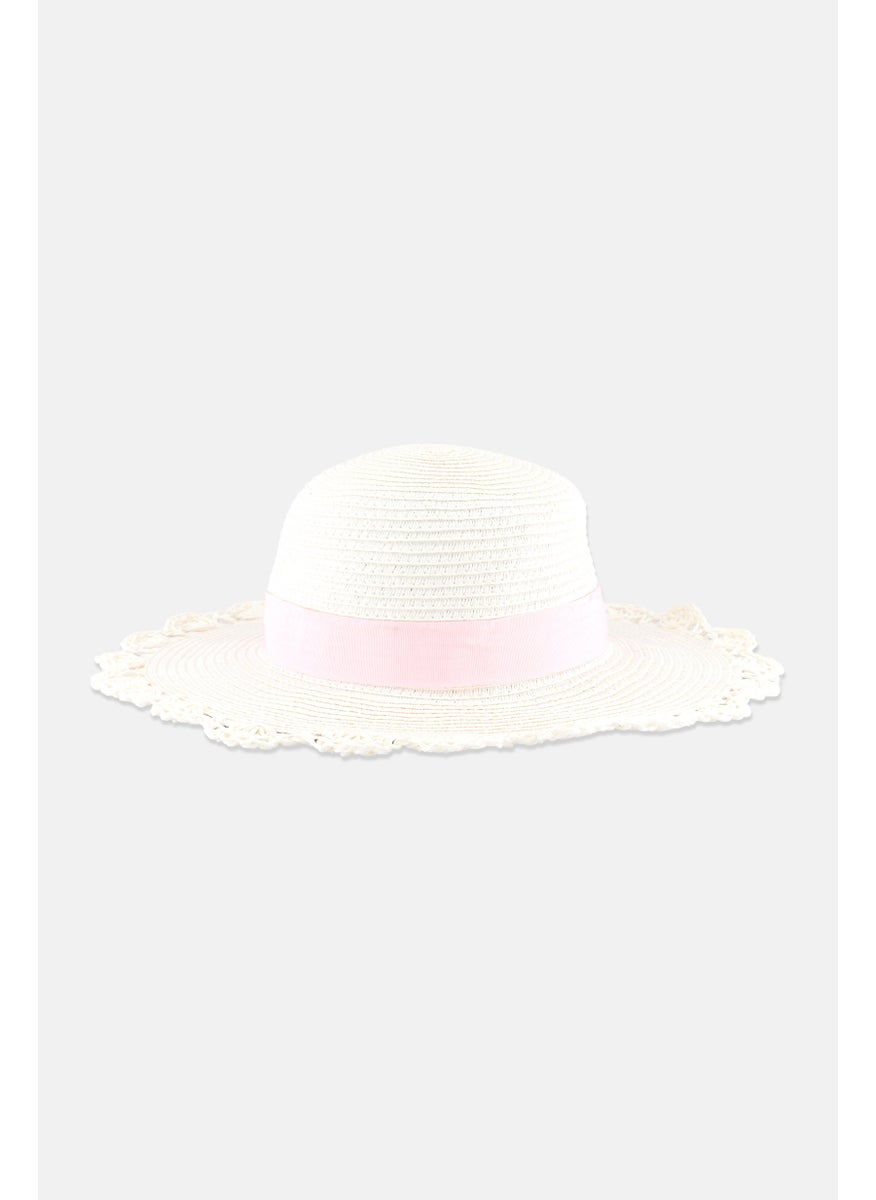 Sergent Major Toddlers Girl Straw Bucket Hat, White  - Image 2