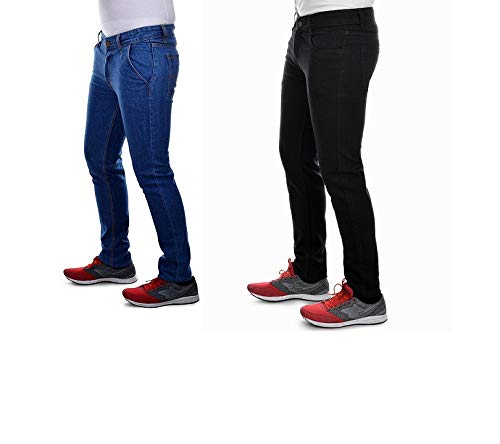 Ben Martin Men's Pack of 2 Regular Fit Cross Pocket Stretchable 32 Size Black & Light Blue Casusal Denim Jeans Pant for Men, CMB-1 - Image 3
