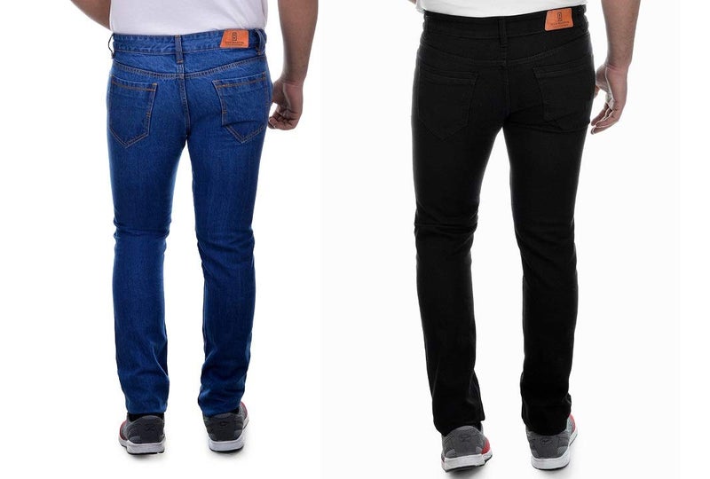 Ben Martin Men's Pack of 2 Regular Fit Cross Pocket Stretchable 32 Size Black & Light Blue Casusal Denim Jeans Pant for Men, CMB-1 - Image 2