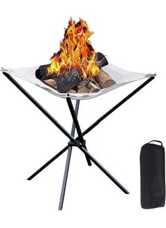 Portable Outdoor Fire Pit, DMG Collapsing Steel Mesh Fireplace, Wood Burner Foldable Campfire Stove for Patio Barbecue Backyard Beach with Carry Bag