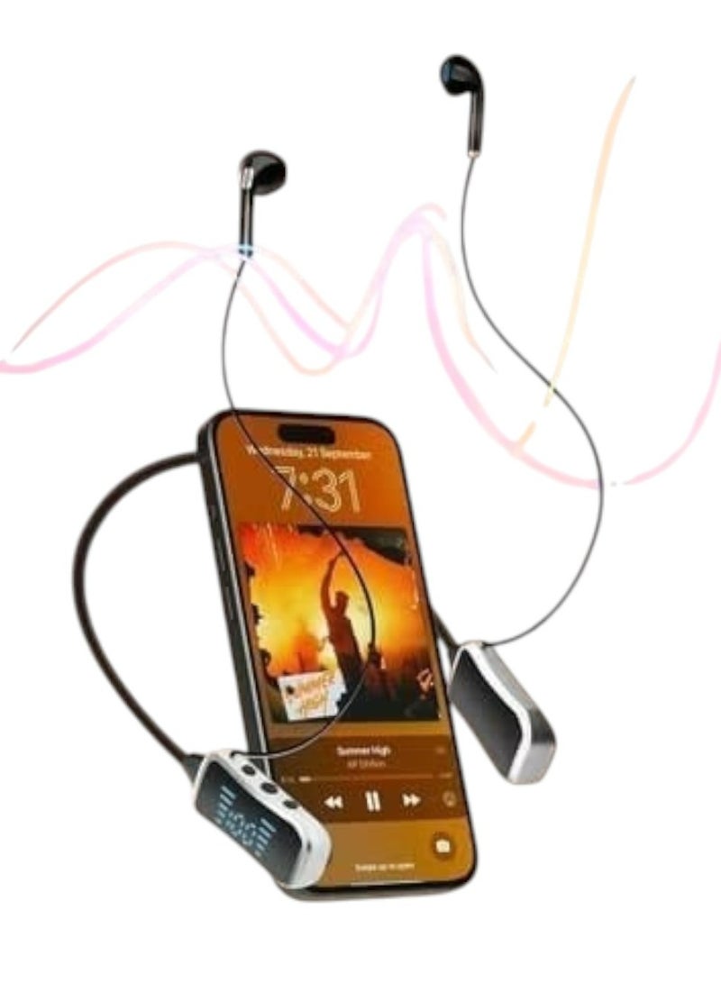 BM50 Bluetooth Neckband Earphones, 90 Hours Playtime, LED Display, TF Card Support Green - Image 2