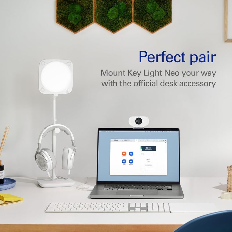 elgato حامل مكتب نيو – لحوامل الإضاءة، وكاميرات الويب، والكاميرات المدمجة، قاعدة مثقلة، ارتفاع وزاوية قابلة للتعديل، حامل سماعات، أبيض نظيف – يدعم حتى 1.1 رطل (0.5 كجم) - Image 4