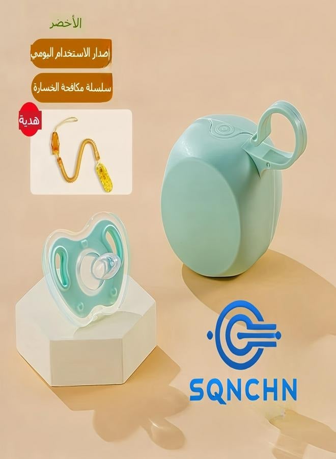إس كيو إن سي إتش إن للاستخدام اليومي، لهاية للأطفال على شكل تفاحة مع حلمة دائرية - مصنوعة من السيليكون الغذائي السائل، تصميم مبتكر، خالية من مادة BPA، تتضمن سلسلة مضادة للفقد وعلبة تخزين، فتحات تهوية آمنة كبيرة للأطفال من عمر 0-6 أشهر. - Image 2